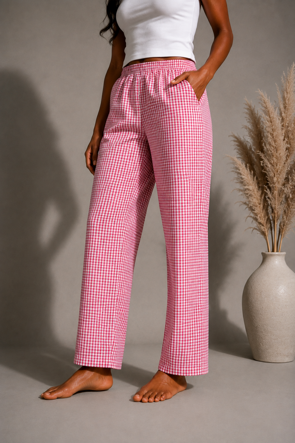 Rose Gingham Pajama Pants